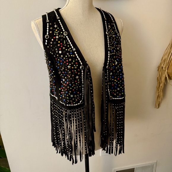 ETRO Suede Fringe Jeweled Biker Vest RARE 40 - Picture 1 of 10